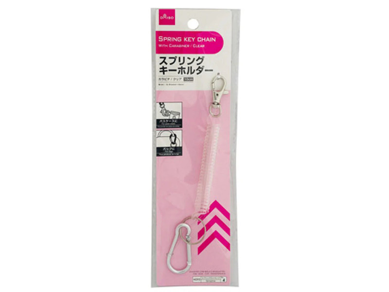 スプリングキーホルダー（カラビナ、クリア、１０ｃｍ）