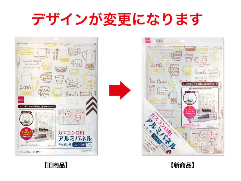 ガスコンロ用アルミパネル（キッチン柄、７０ｃｍ×３９ｃｍ）