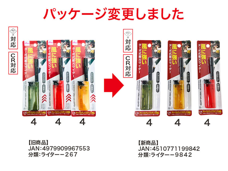 風に強いターボ式着火ライター（ＣＲ対応）