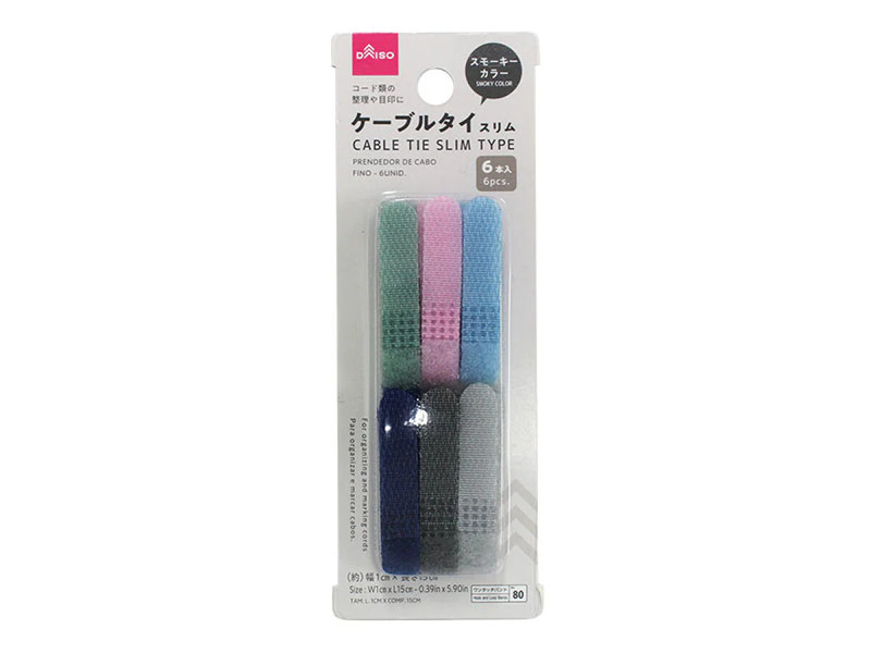 ケーブルタイ（スリム、６本、スモーキーカラー）