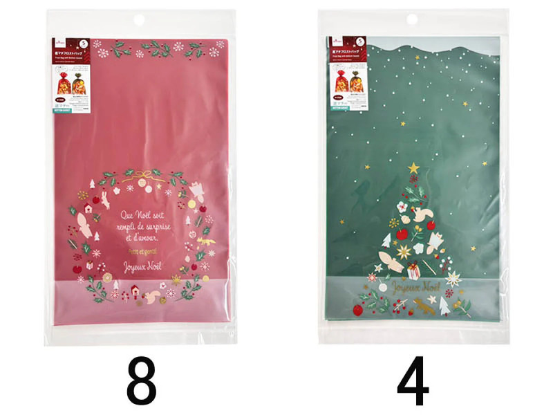 底マチフロストバッグ（クリスマス、５枚、３０ｃｍ×１９ｃｍ×９ｃｍ）