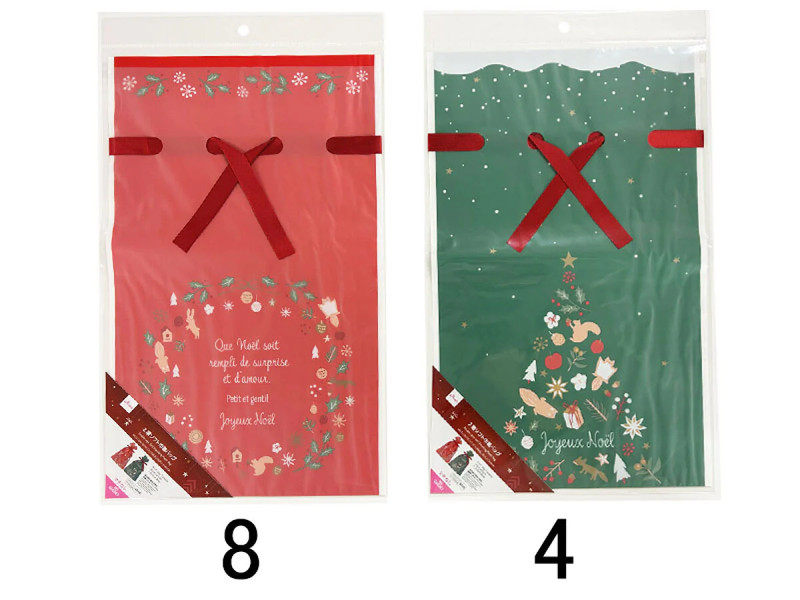 ２層ソフト巾着バッグ（クリスマス、４０ｃｍ×２５ｃｍ）