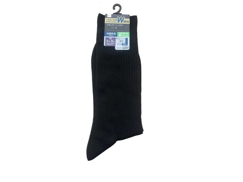 抗菌防臭レギュラーソックス（メンズ、リブ、補強、黒、２６ｃｍ―２８ｃｍ）