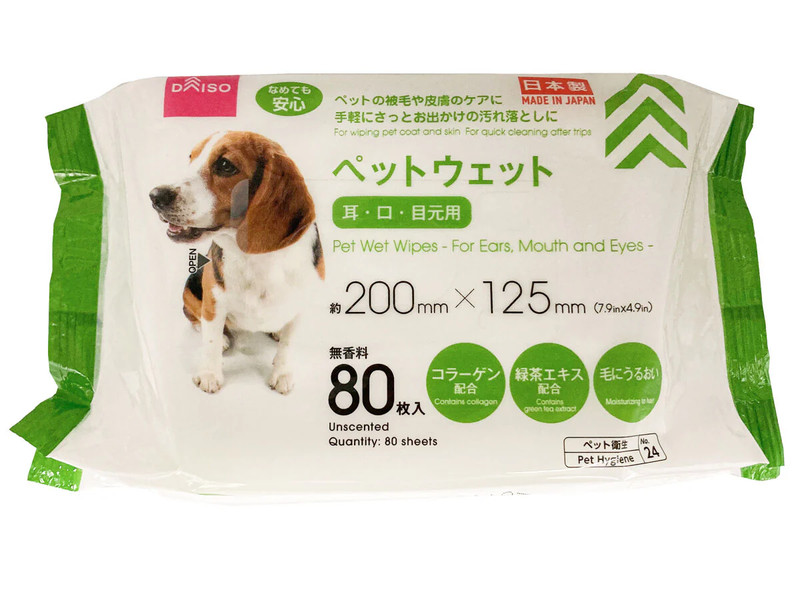 ペットウェット（８０枚、耳・口・目元用、２００×１２５ｍｍ）