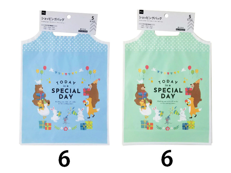 ショッピングバッグ（キッズ、２５ｃｍ×３５ｃｍ×８ｃｍ、５枚）