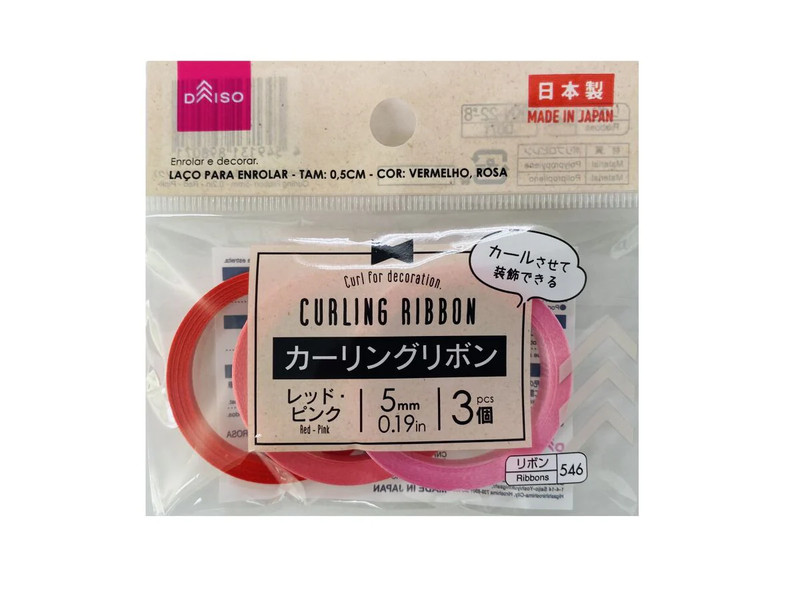 カーリングリボン（５ｍｍ、レッド・ピンク）