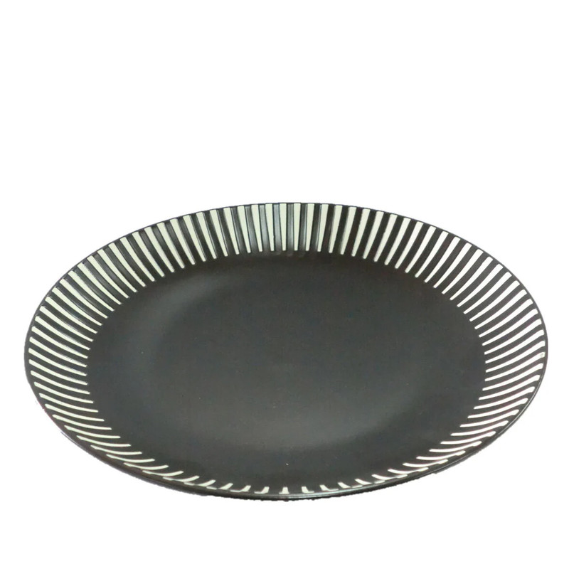 深皿（モダンストライプ、黒、約Φ２１．５×Ｈ３．８ｃｍ）