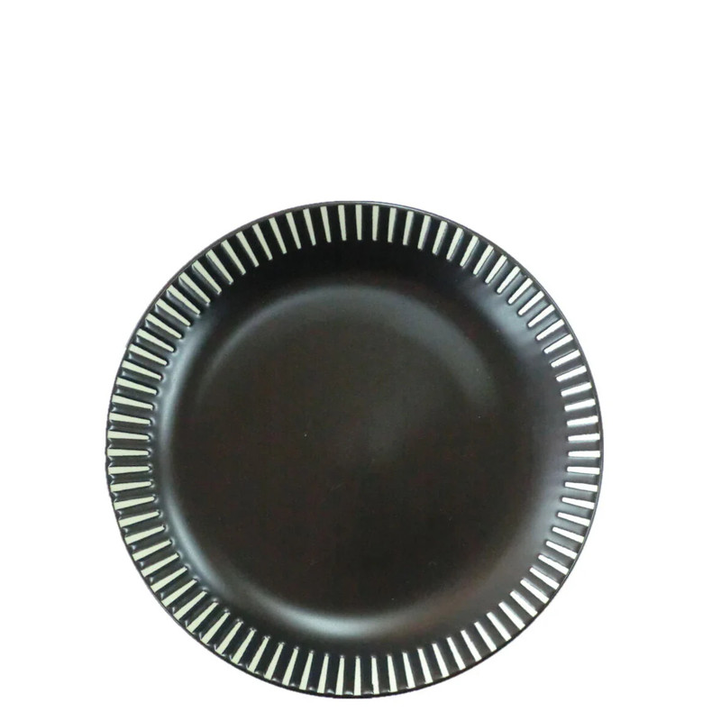 皿（モダンストライプ、黒、約Φ１６．８×Ｈ２．７ｃｍ）