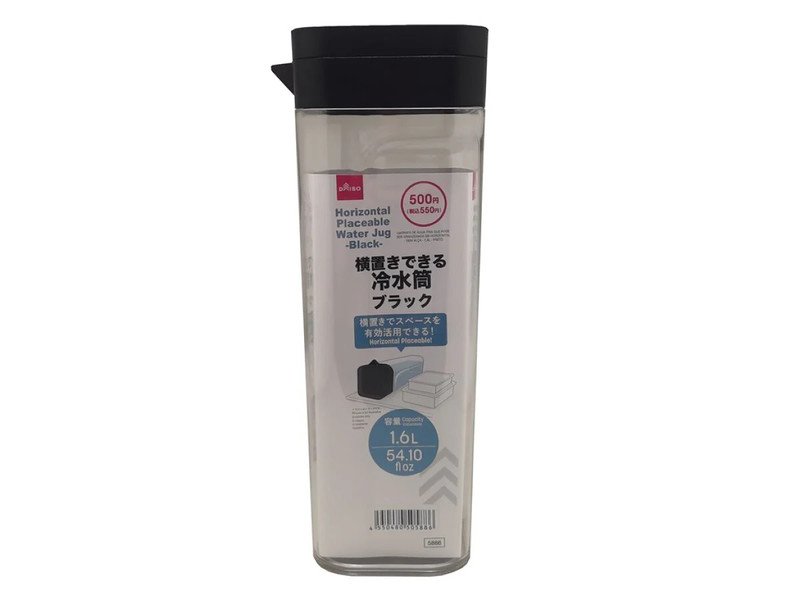 横置きできる冷水筒（取っ手なし、１．６Ｌ、ブラック）