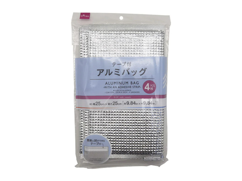 アルミバッグ（テープ付、４枚）２５ｃｍ×２５ｃｍ