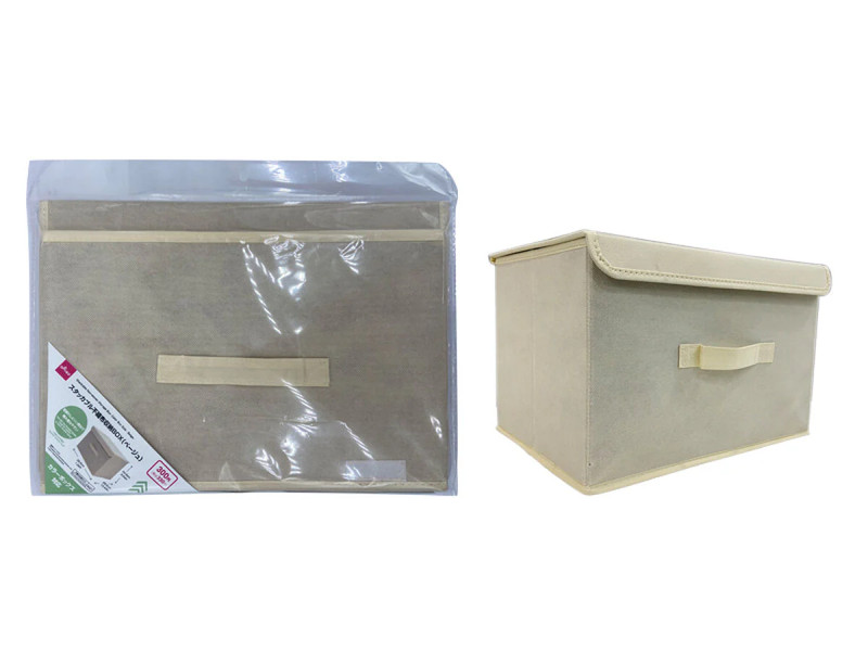 スタッカブル不織布収納ＢＯＸ（カラーボックスサイズ、ベージュ）
