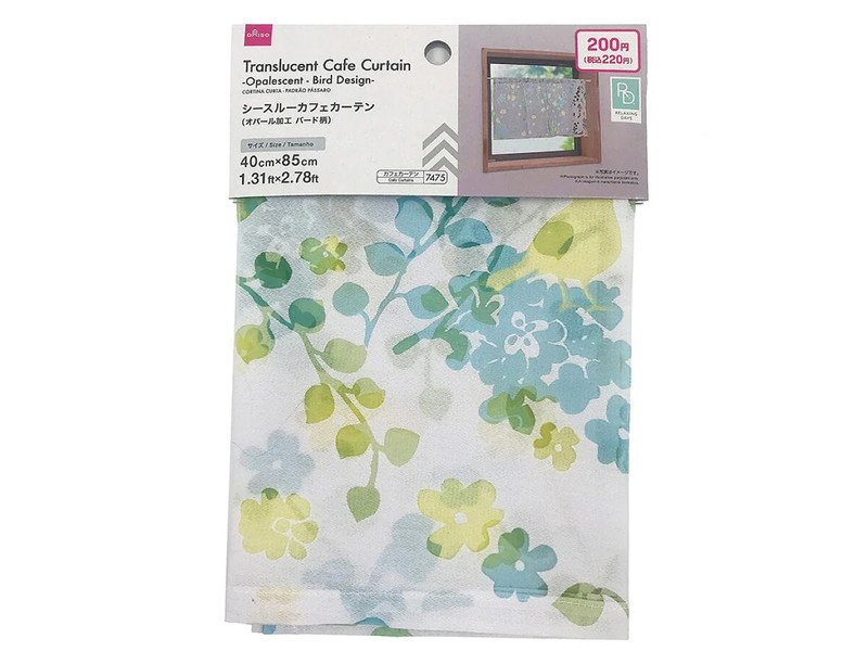 シースルーカフェカーテン（オパール加工、バード柄）