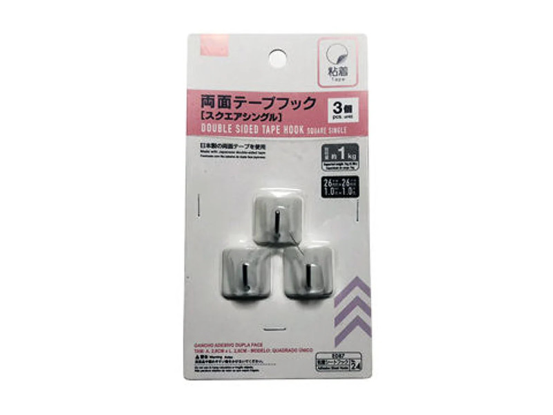 両面テープフック（スクエアシングル、縦２６ｍｍｘ横２６ｍｍ）
