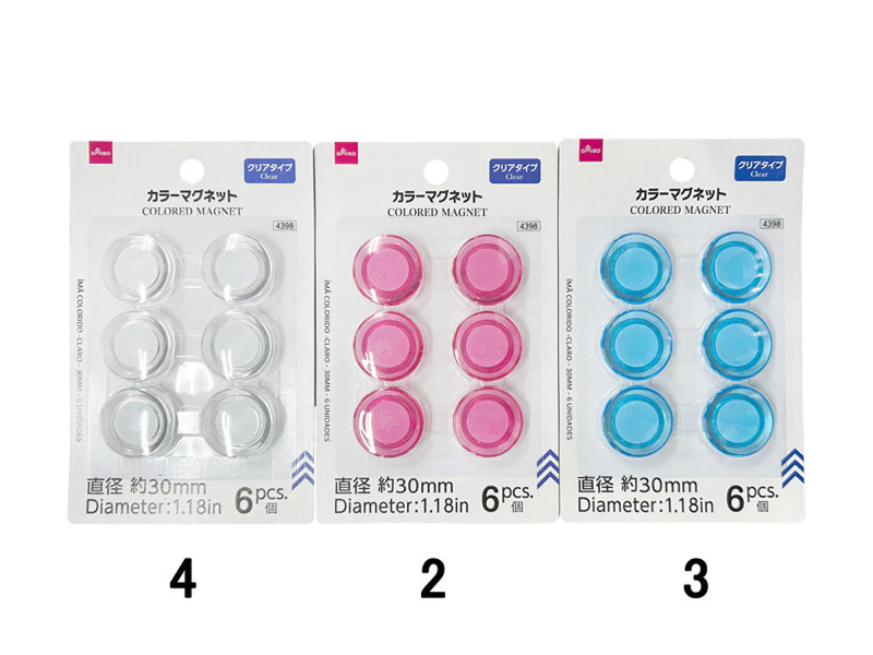 カラーマグネット（クリアタイプ、３０ｍｍ、６個）