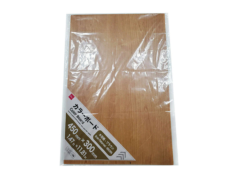 木目柄カラーボード（４５０ｍｍ×３００ｍｍ×５ｍｍ、ブラウン）