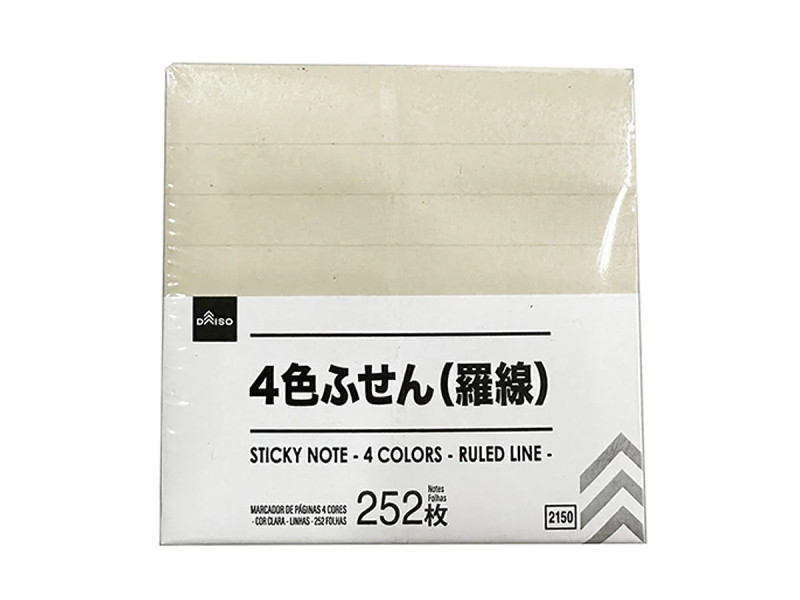 ４色ふせん（ペールカラー、羅線、２５２枚）