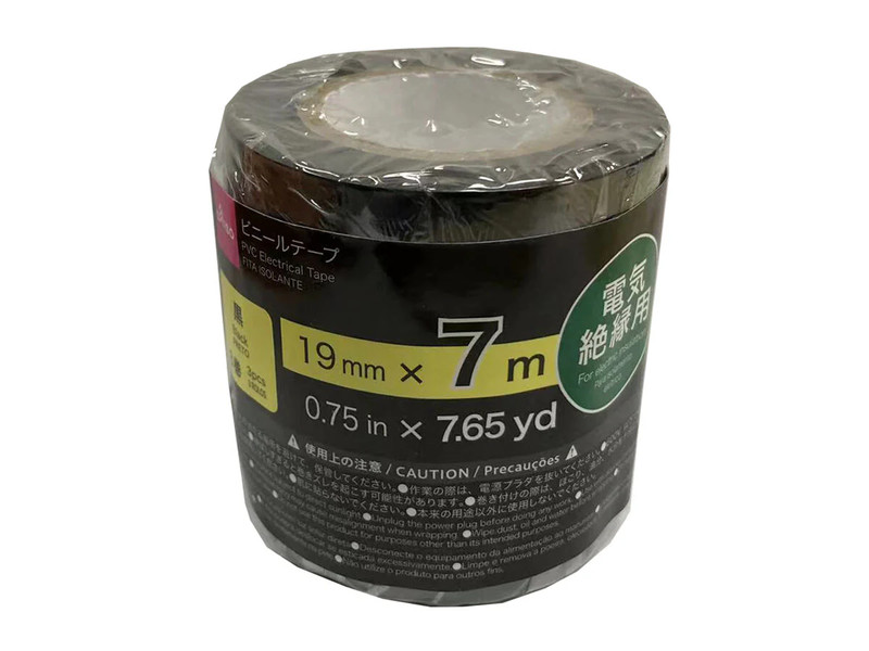 ビニールテープ（１９ｍｍ×７ｍ、黒、３巻）