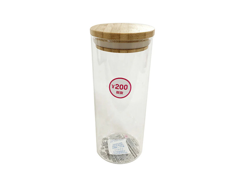 ガラスキャニスター_（竹蓋付、５００ｍＬ）