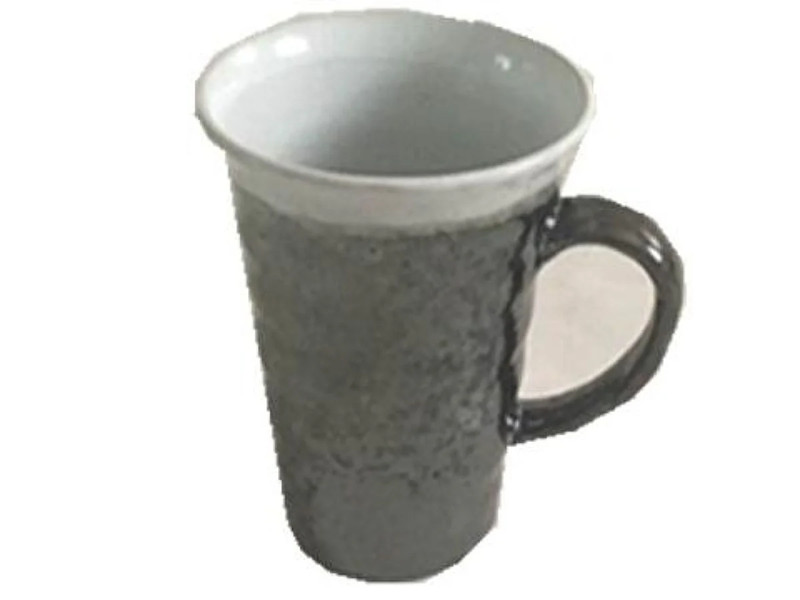 M油滴白釉流しビアジョッキ約9.6×H13.4cm
