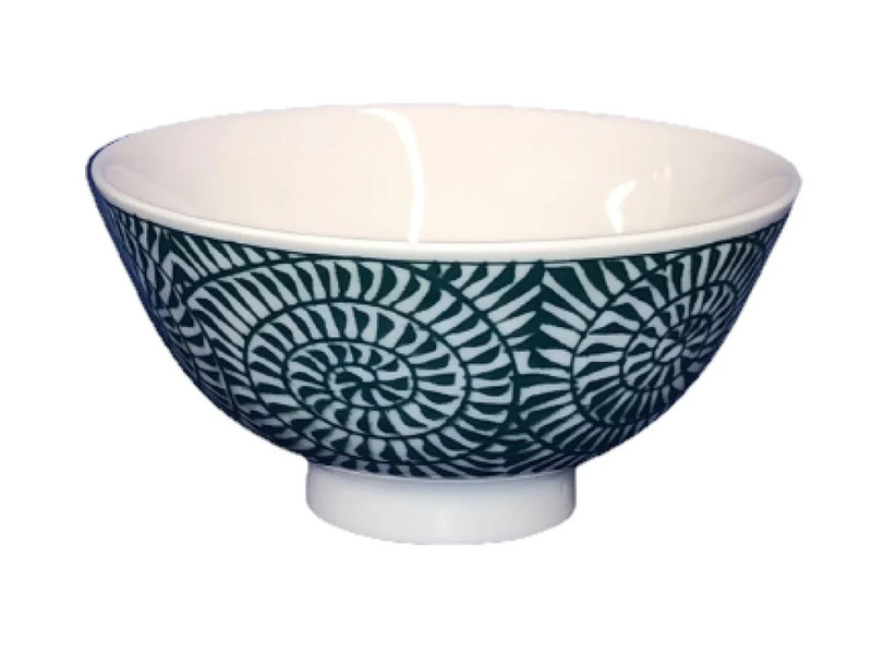 丸飯碗（たこ唐草、緑、約１１．４ｘ１１．４ｘ５．７ｃｍ）