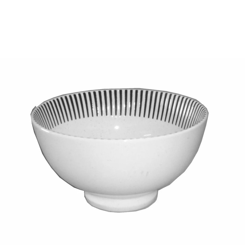 茶碗（モダンストライプ、白、約φ１１．５×Ｈ６．４ｃｍ）