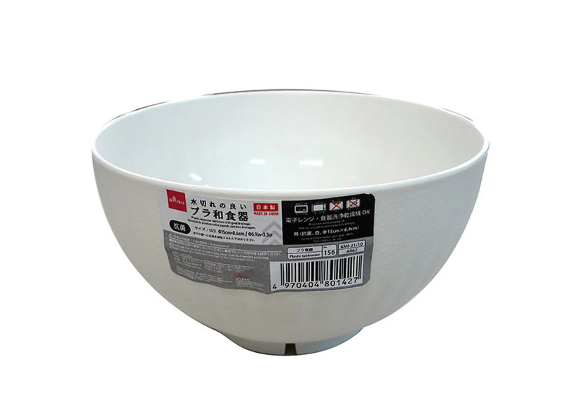 丼（抗菌、白、Φ１５ｃｍ×８．４ｃｍ）