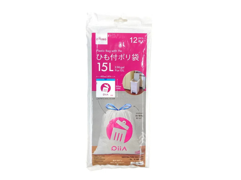 ひも付きポリ袋（１５Ｌ用、１２枚）