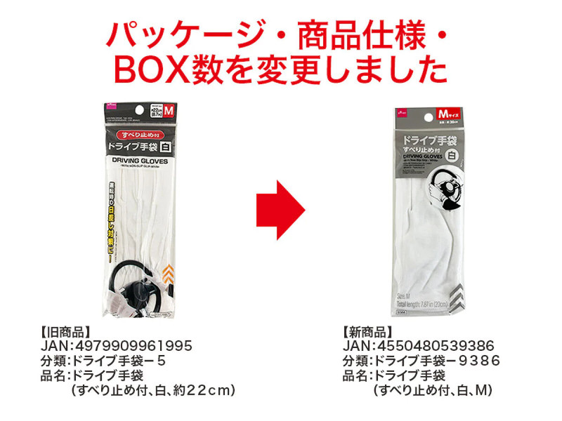 ドライブ手袋（すべり止め付、白、Ｍ）