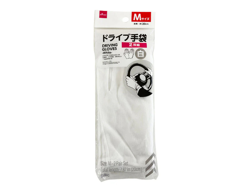 ドライブ手袋（２双組、白、Ｍ）