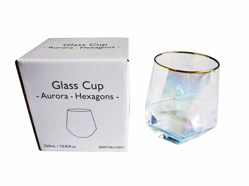 ガラスカップ（オーロラ、六角、約３２０ｍＬ）